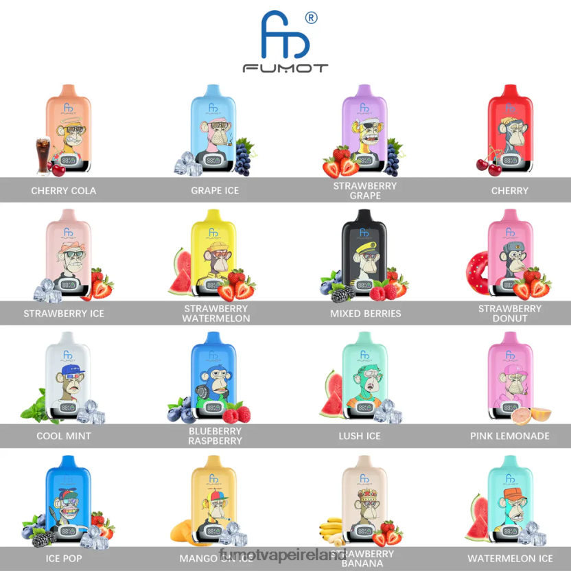 Fumot Digital Box Disposable Vape Pod 12000 - 20ML (1 Piece) T6F626149 | Fumot Vape Price Strawberry Ice